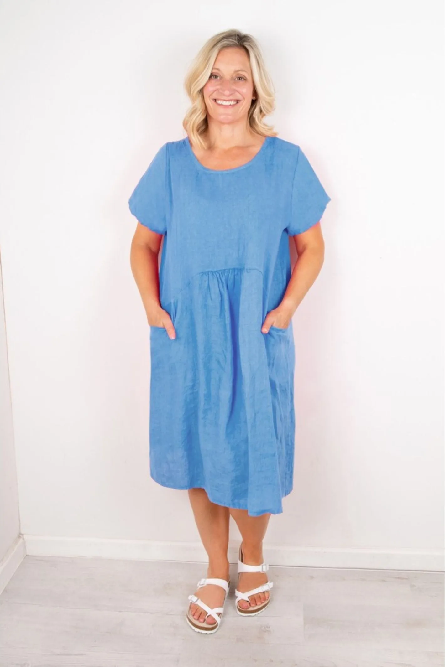 Amazing Woman Ocean Blue Lexia Linen Dress