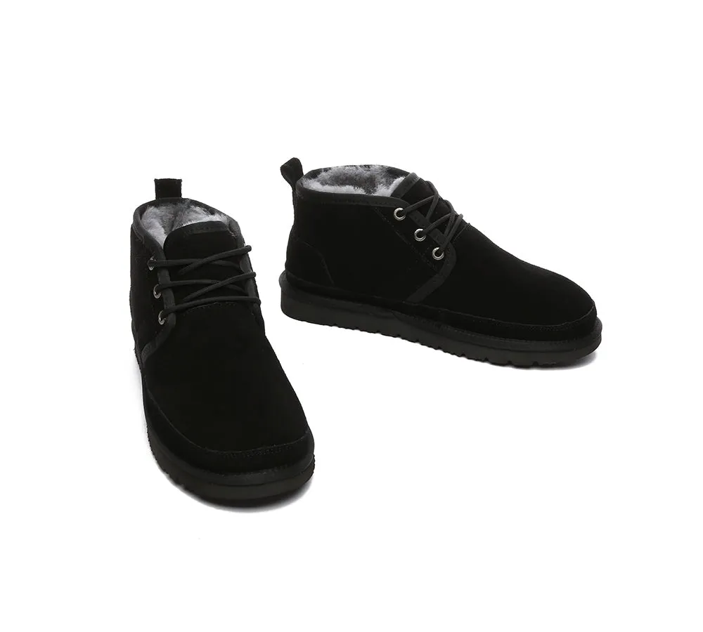 AUSTRALIAN SHEPHERD® UGG Men Sheepskin Wool Lace Up Ankle Casual Boots Leonard