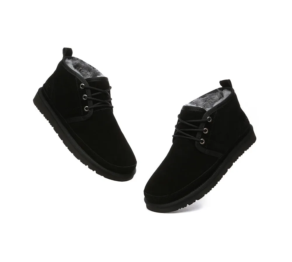 AUSTRALIAN SHEPHERD® UGG Men Sheepskin Wool Lace Up Ankle Casual Boots Leonard