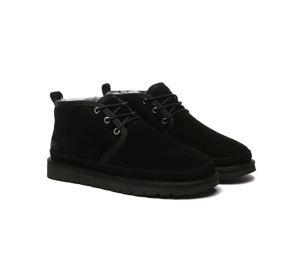 AUSTRALIAN SHEPHERD® UGG Men Sheepskin Wool Lace Up Ankle Casual Boots Leonard