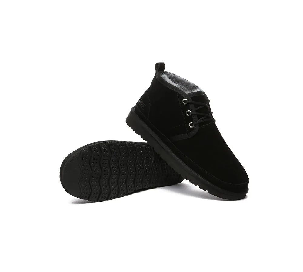 AUSTRALIAN SHEPHERD® UGG Men Sheepskin Wool Lace Up Ankle Casual Boots Leonard