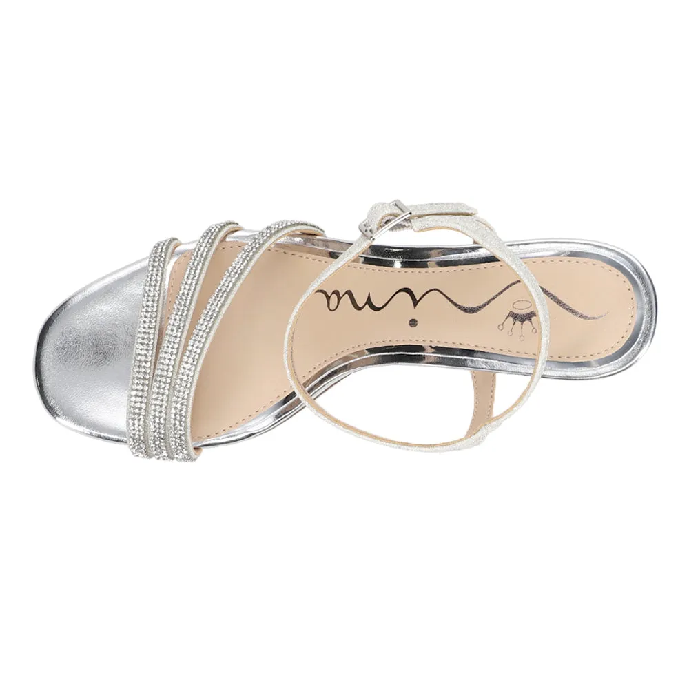 Bettany Metallic Rhinestone Ankle Strap Evening Sandals