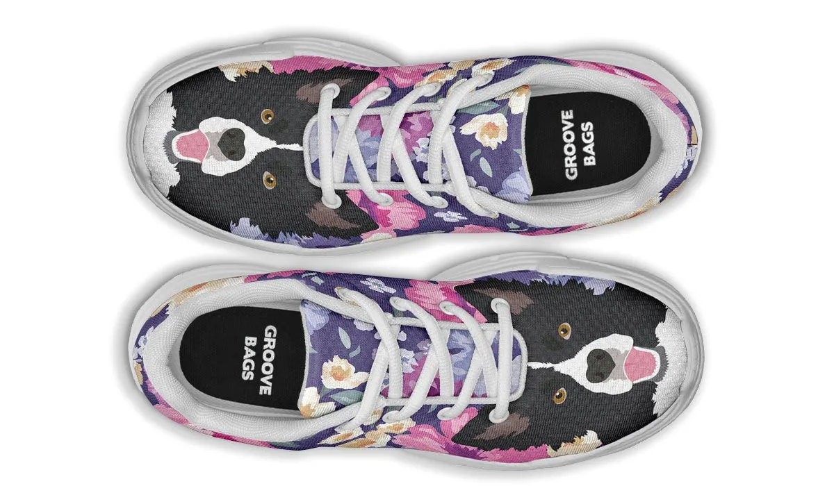 Border Collie Dog Portrait Chunky Sneakers