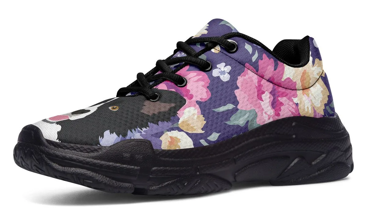 Border Collie Dog Portrait Chunky Sneakers