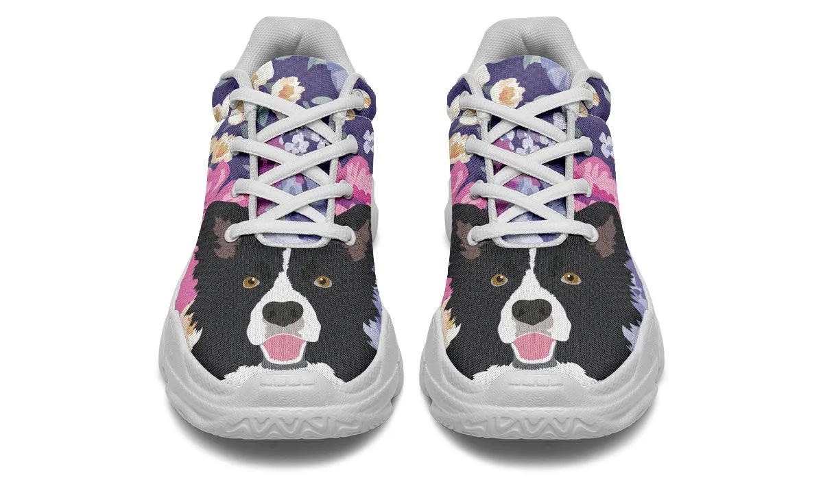 Border Collie Dog Portrait Chunky Sneakers