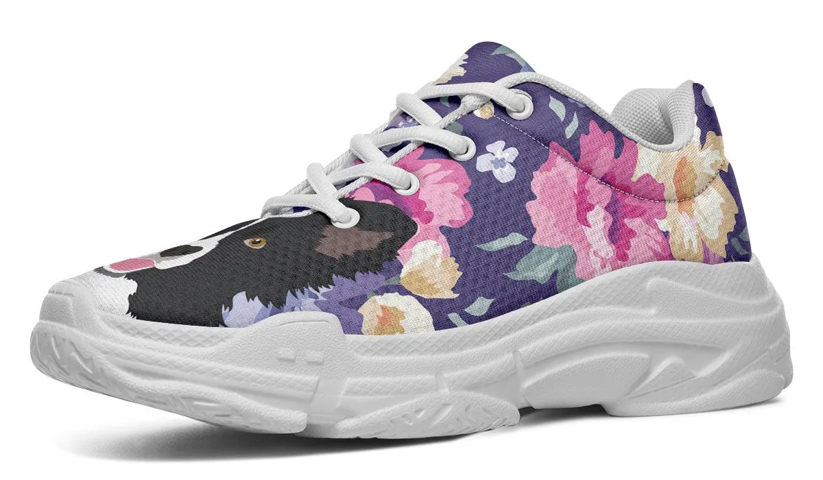 Border Collie Dog Portrait Chunky Sneakers