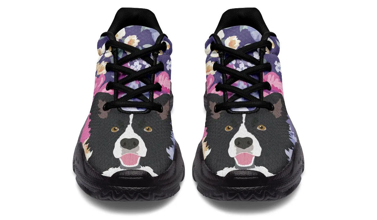 Border Collie Dog Portrait Chunky Sneakers