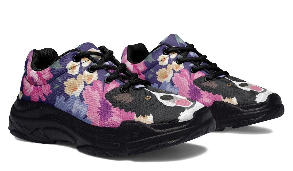 Border Collie Dog Portrait Chunky Sneakers