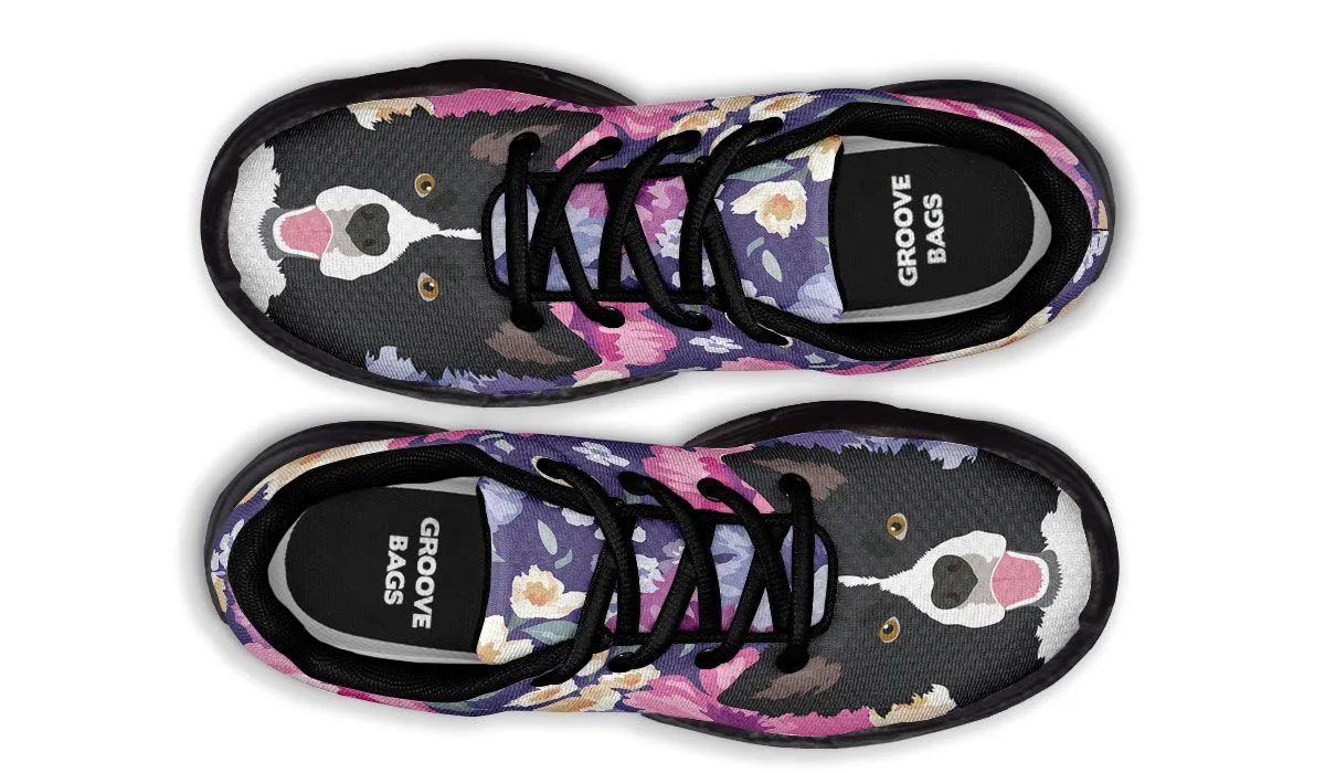 Border Collie Dog Portrait Chunky Sneakers
