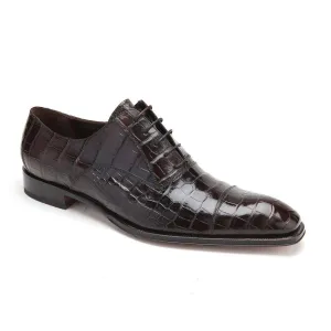 Caporicci Men's Luxury Italian Designer Shoes T.moro Brown Alligator Oxfords 1114 (CAP1008)