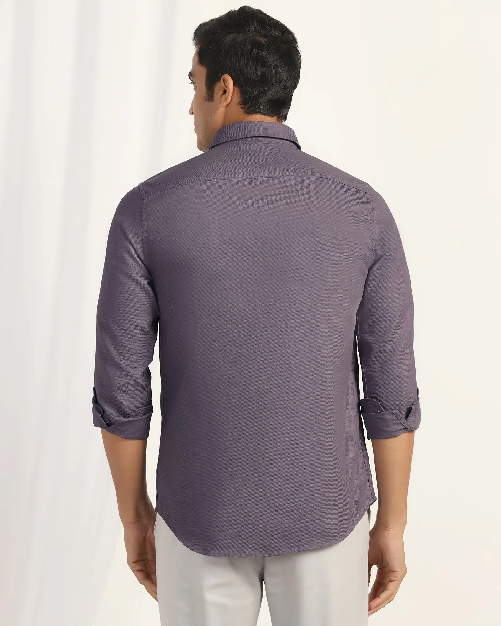 Casual Purple Textured Shirt - Caty