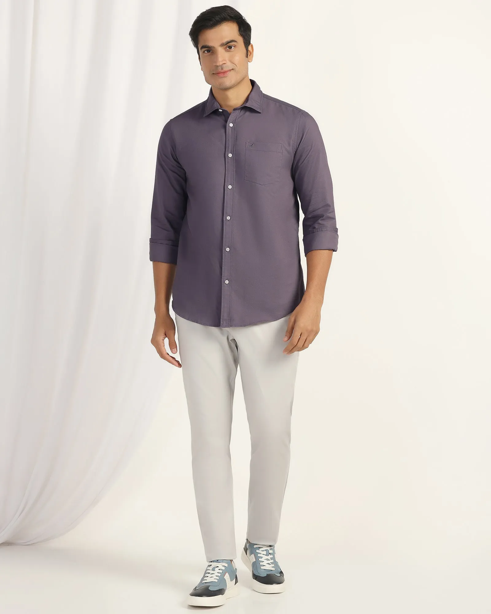 Casual Purple Textured Shirt - Caty