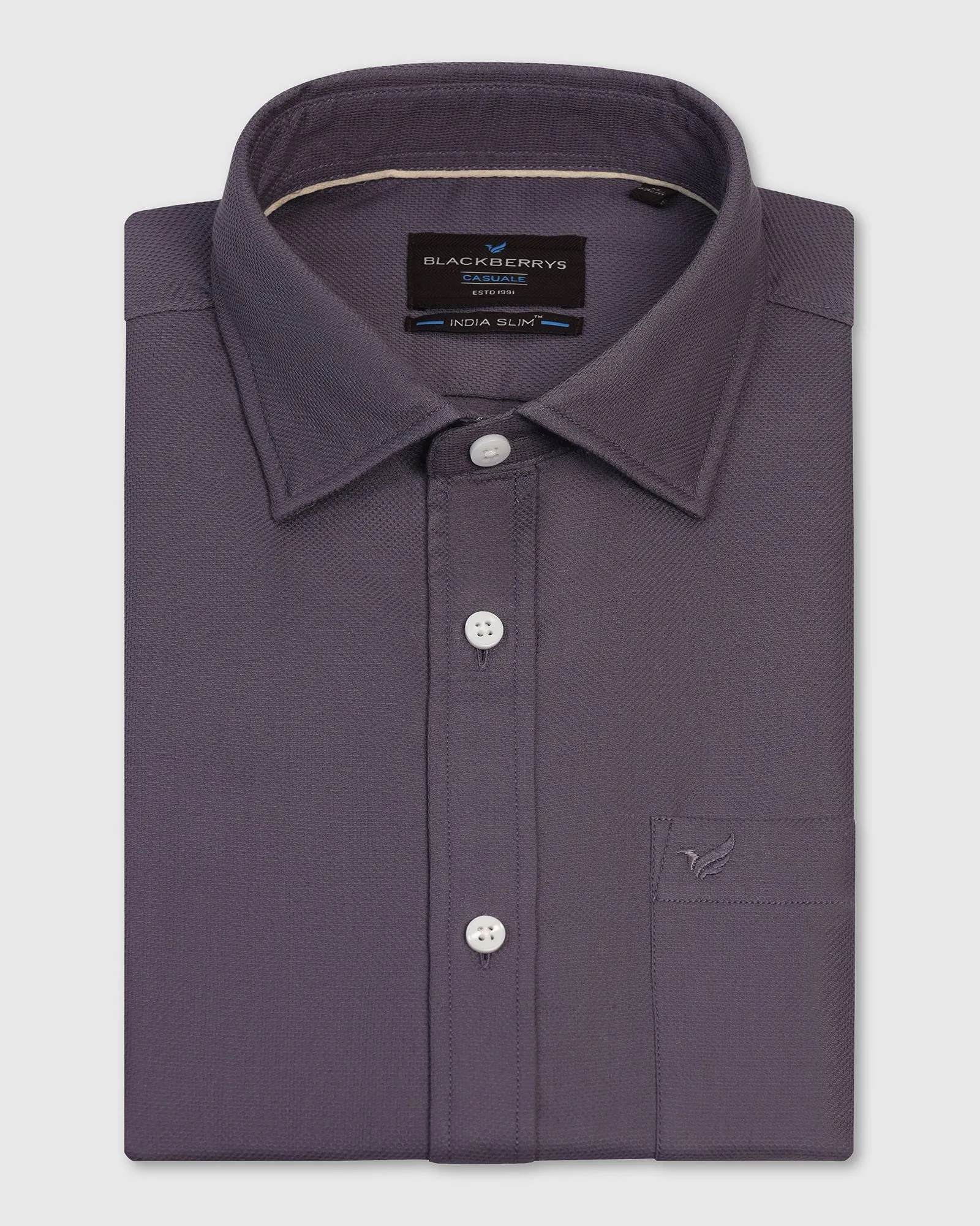 Casual Purple Textured Shirt - Caty