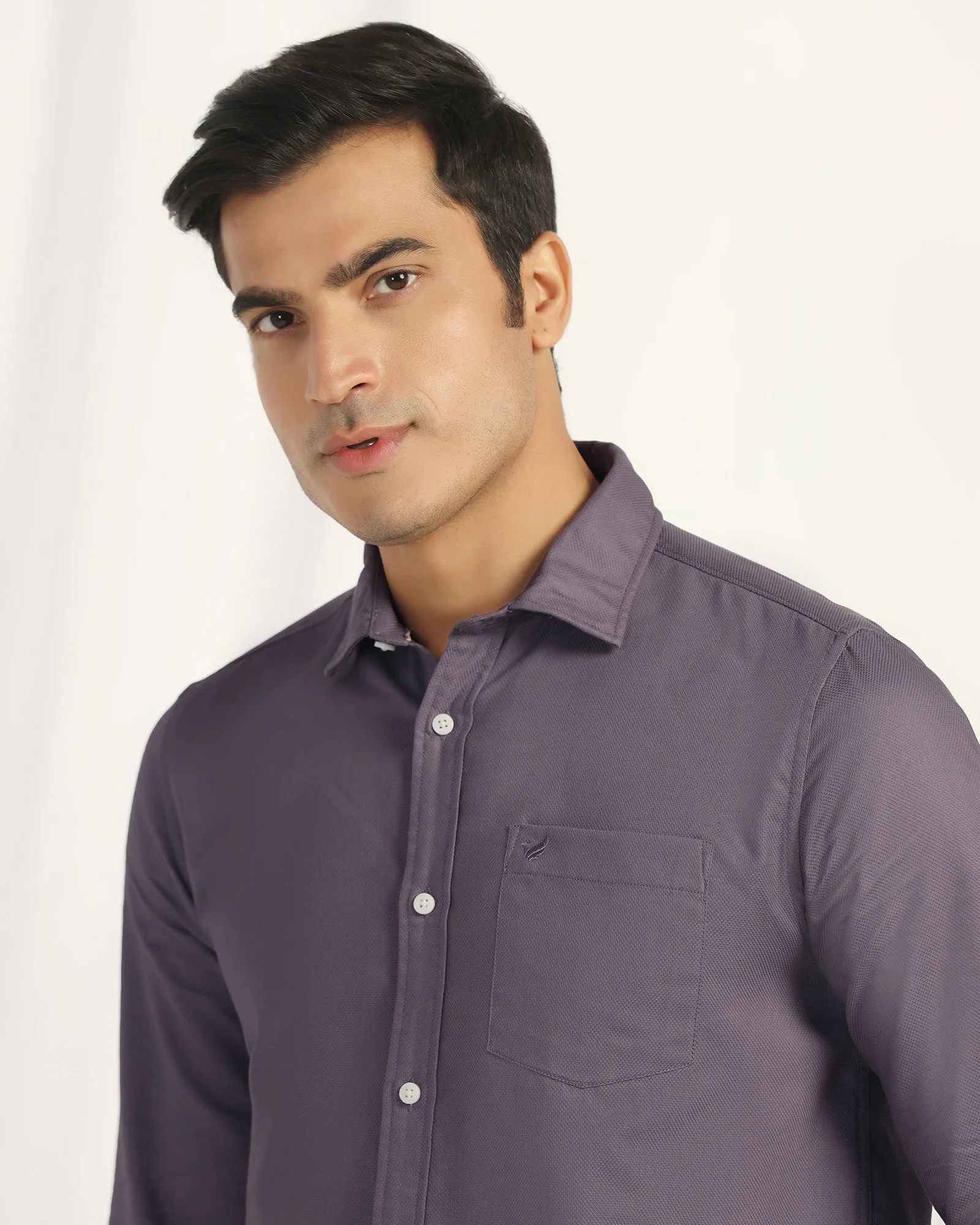 Casual Purple Textured Shirt - Caty