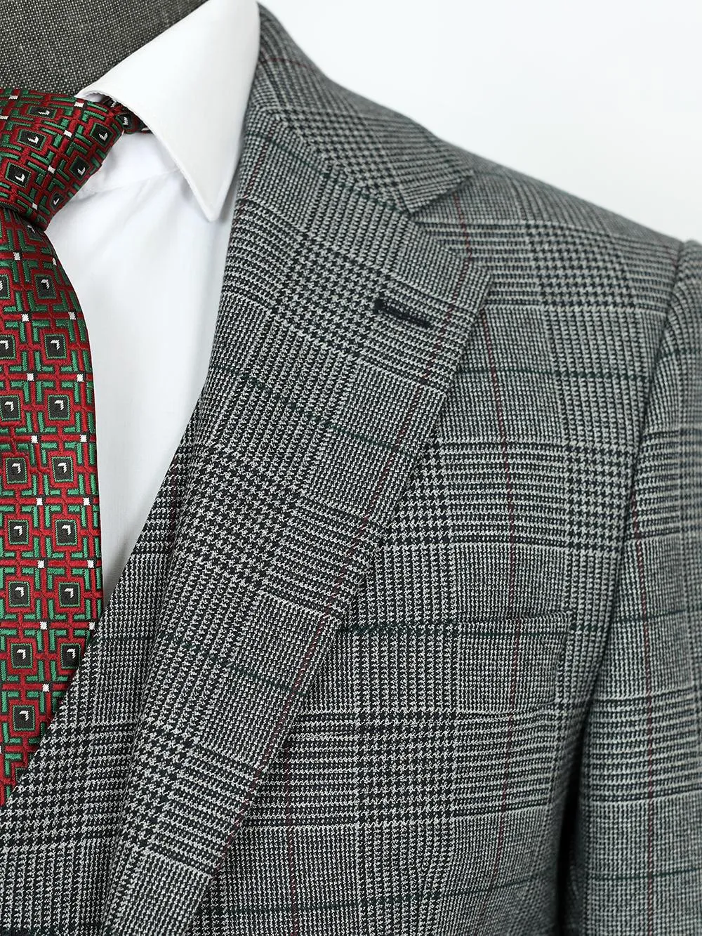 Check Gray Three Piece Bespoke Men Suit Tailored
