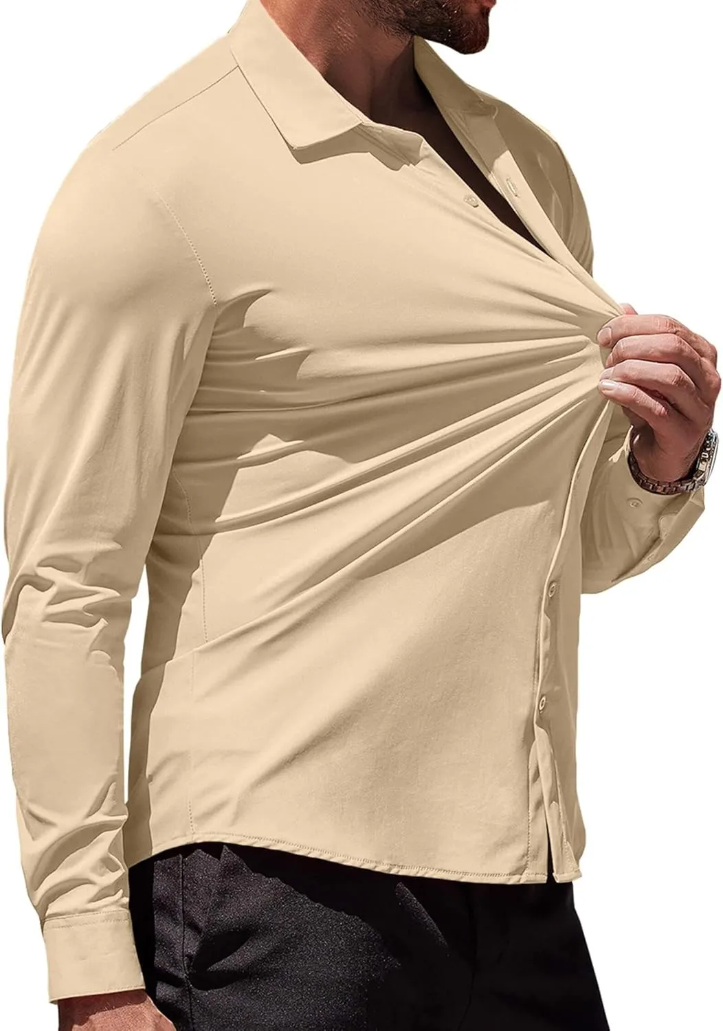 COOFANDY Men's Muscle Fit Dress Shirts Wrinkle-Free Long Sleeve Casual Button Down Shirts