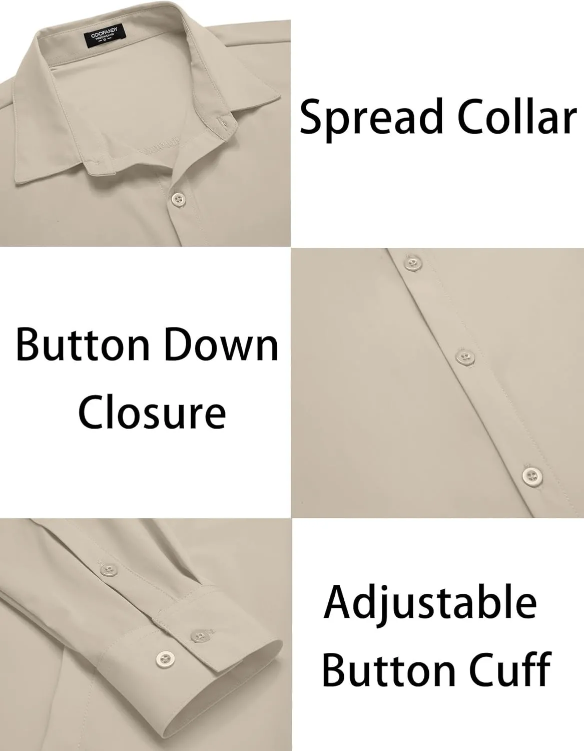 COOFANDY Men's Muscle Fit Dress Shirts Wrinkle-Free Long Sleeve Casual Button Down Shirts
