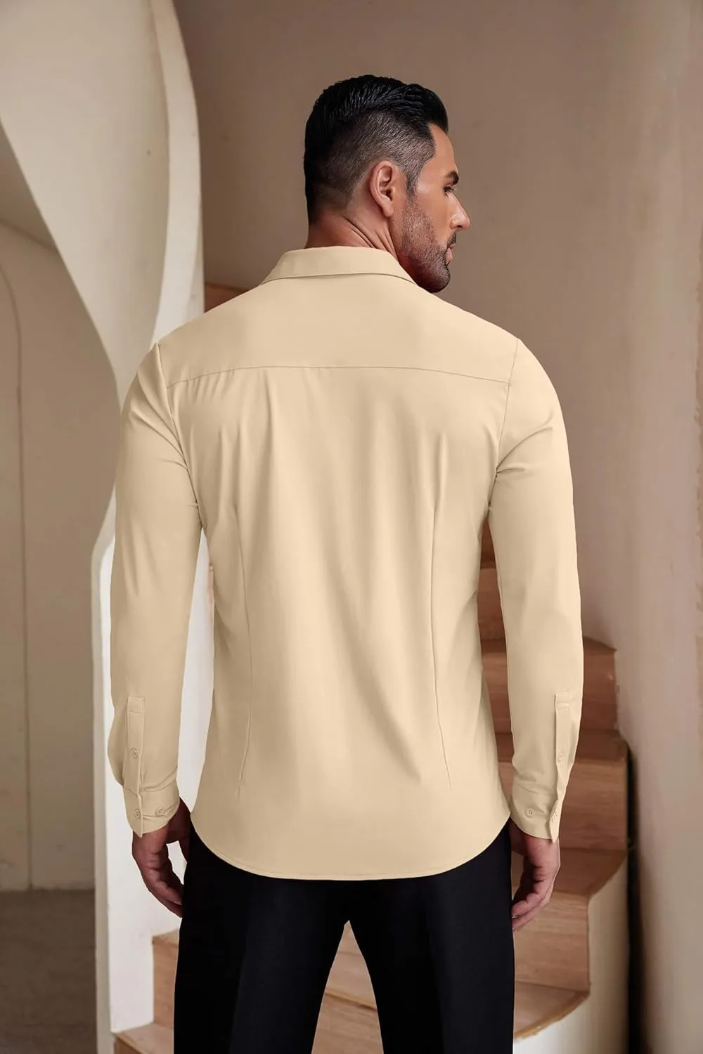 COOFANDY Men's Muscle Fit Dress Shirts Wrinkle-Free Long Sleeve Casual Button Down Shirts