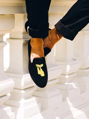 European and American style golden tassel embroidered handmade loafers for men breathable leather lining slip-on men's moccasin shoes