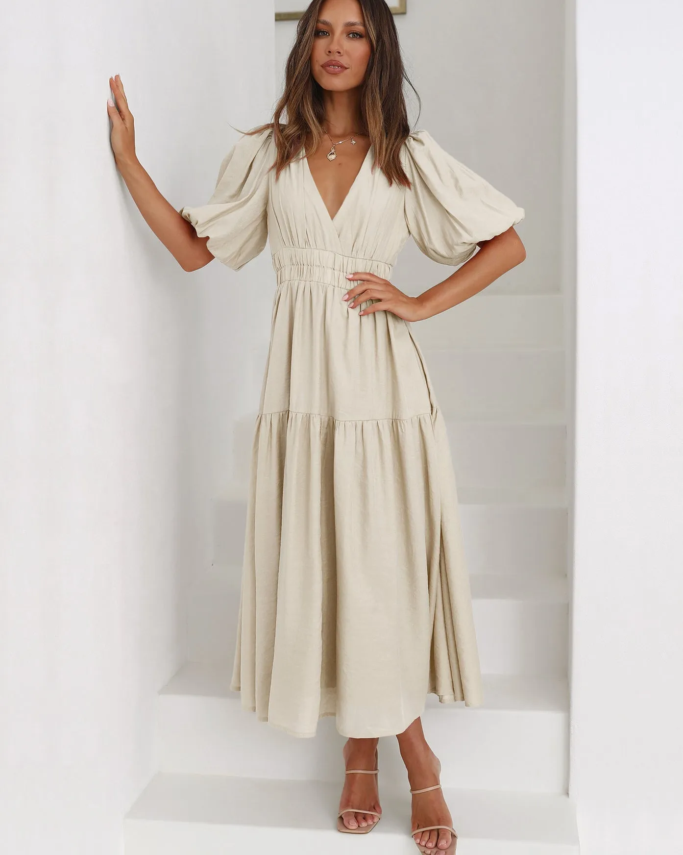 EVE™ - COMFORTABLE PUFF SLEEVES DRESS