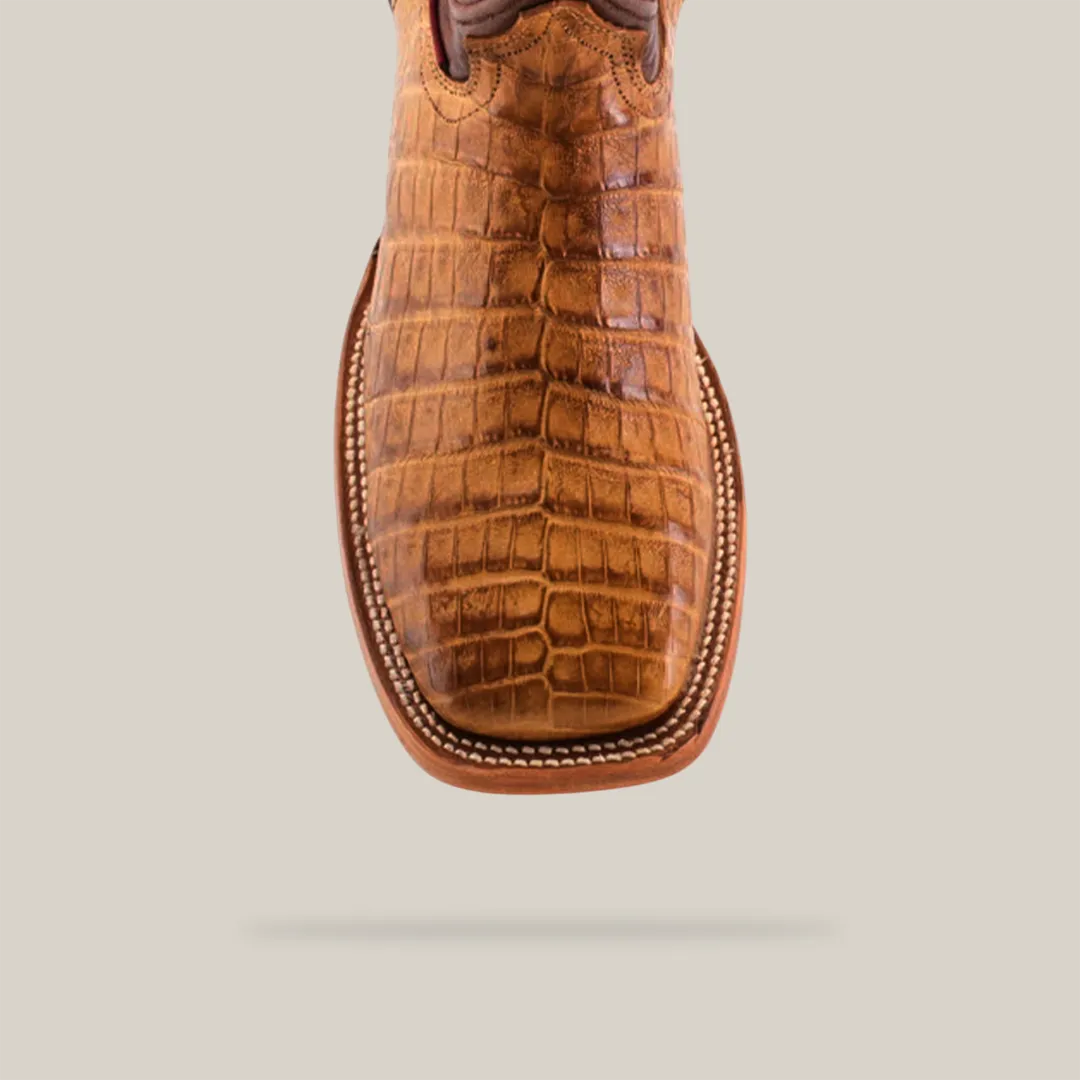 Exotic Caiman Belly - Camel - Square Toe
