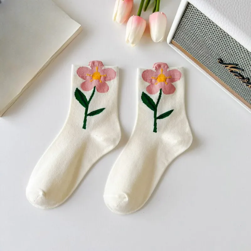 Flower Printed Casual Socks