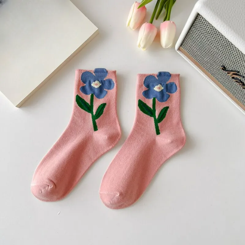 Flower Printed Casual Socks