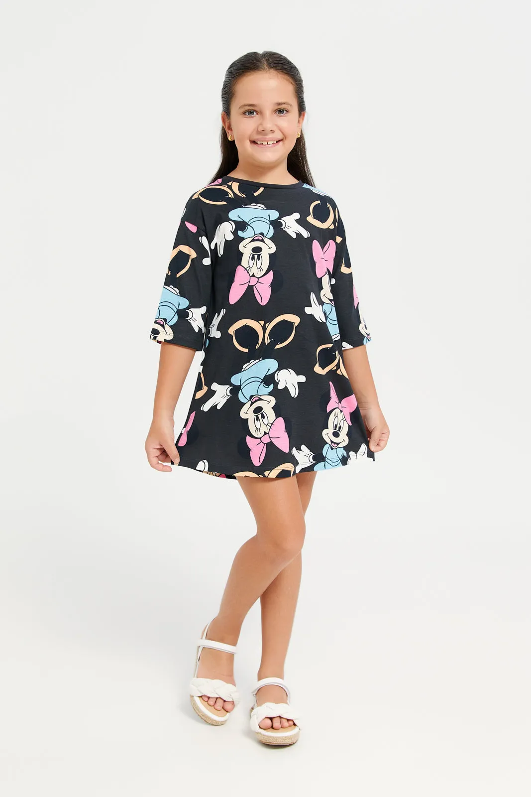 Girls Black Minnie Mouse Dress