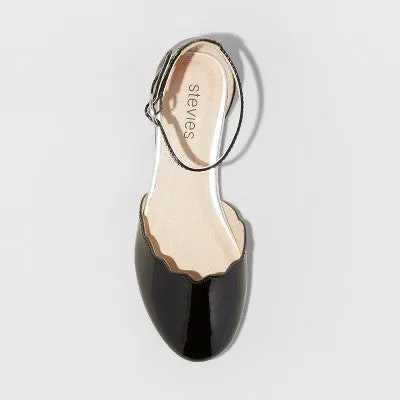 Girls' Stevies #PIZZAZZ Black 5 Dressy Ankle Strap Ballet Flats