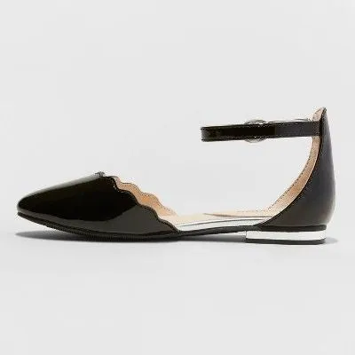 Girls' Stevies #PIZZAZZ Black 5 Dressy Ankle Strap Ballet Flats