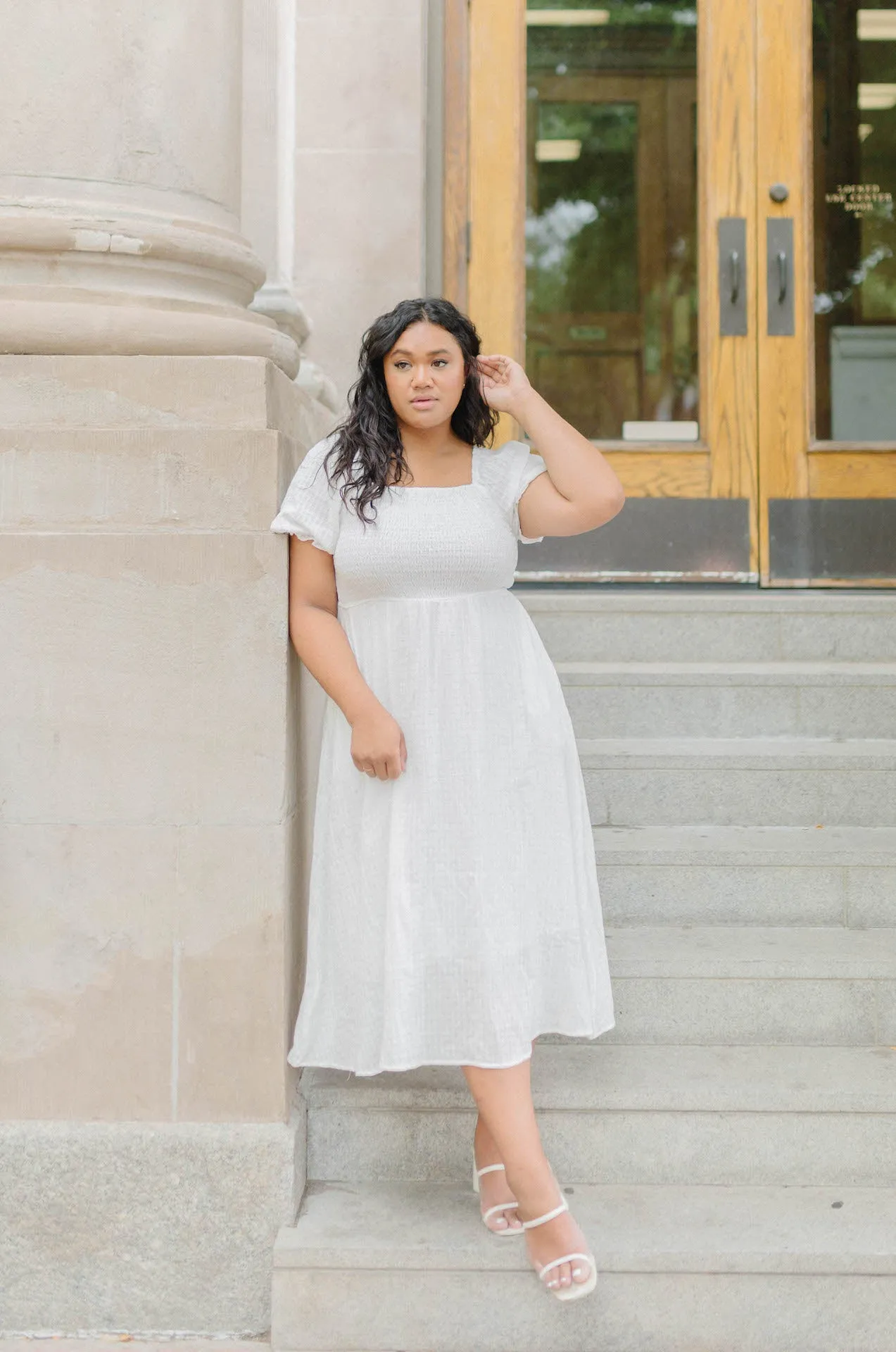 Haylie White Midi Dress