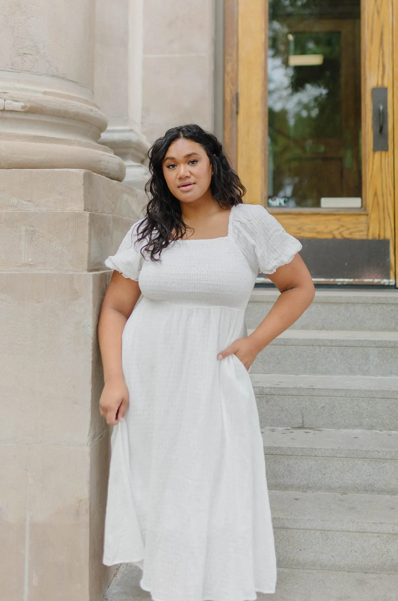 Haylie White Midi Dress