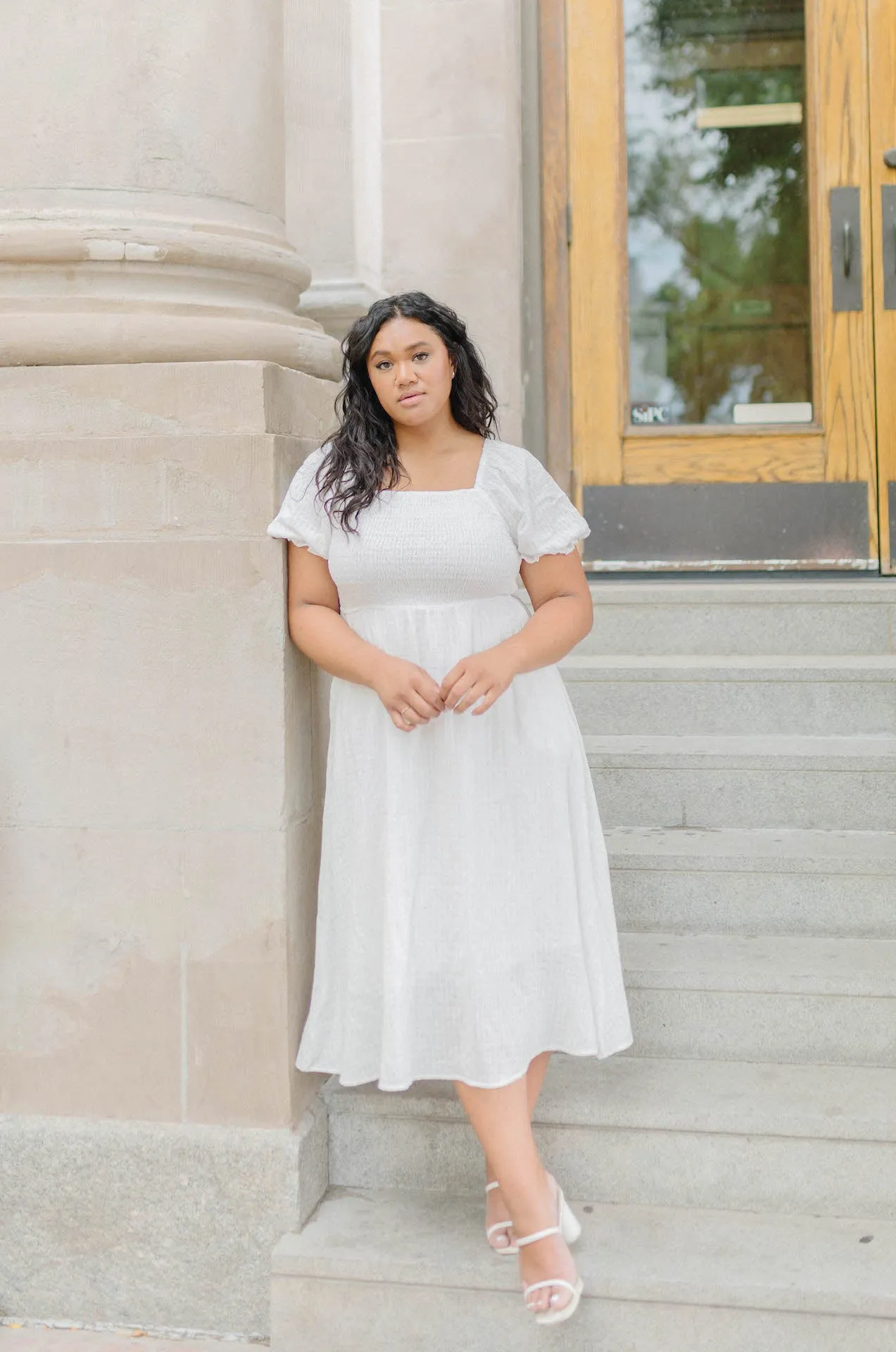 Haylie White Midi Dress