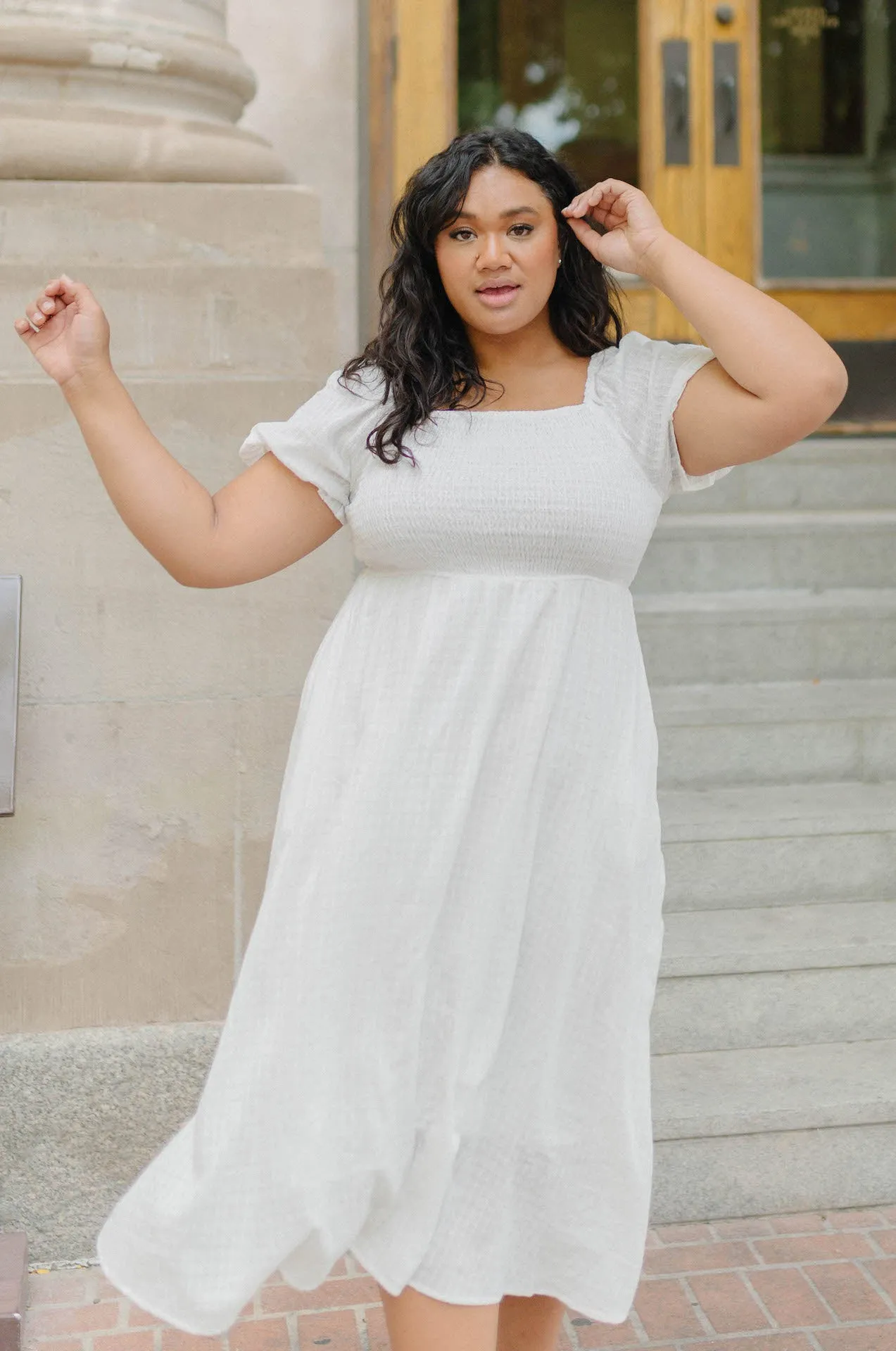 Haylie White Midi Dress