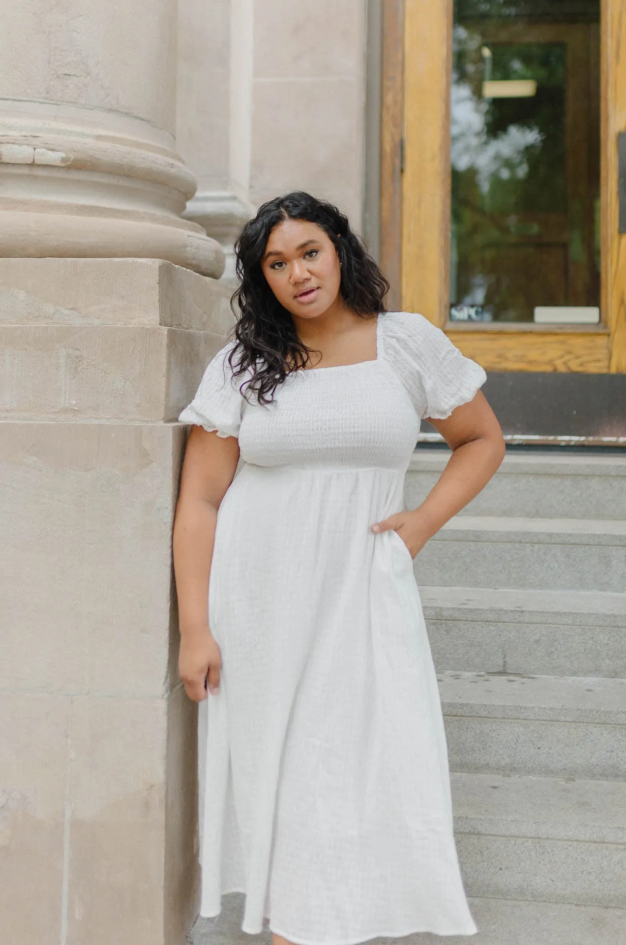 Haylie White Midi Dress