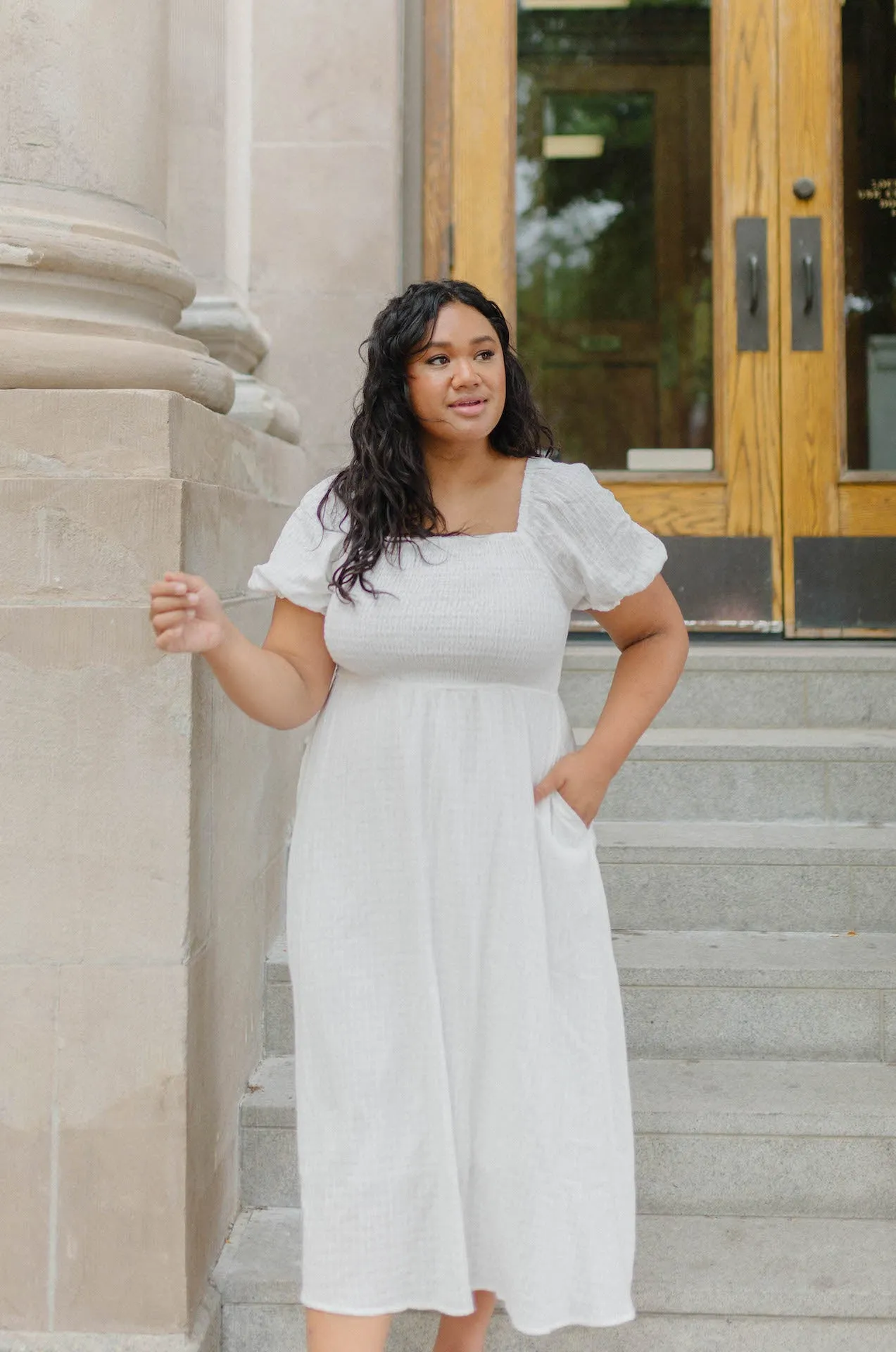 Haylie White Midi Dress