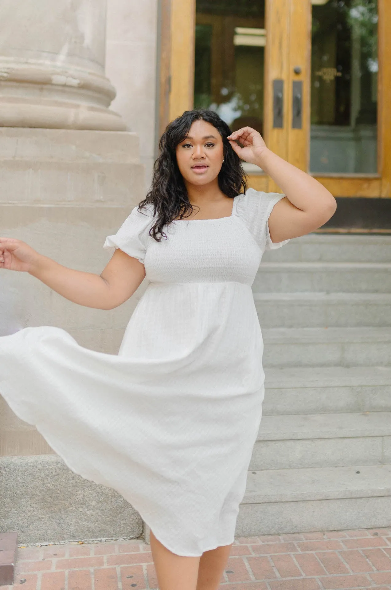 Haylie White Midi Dress