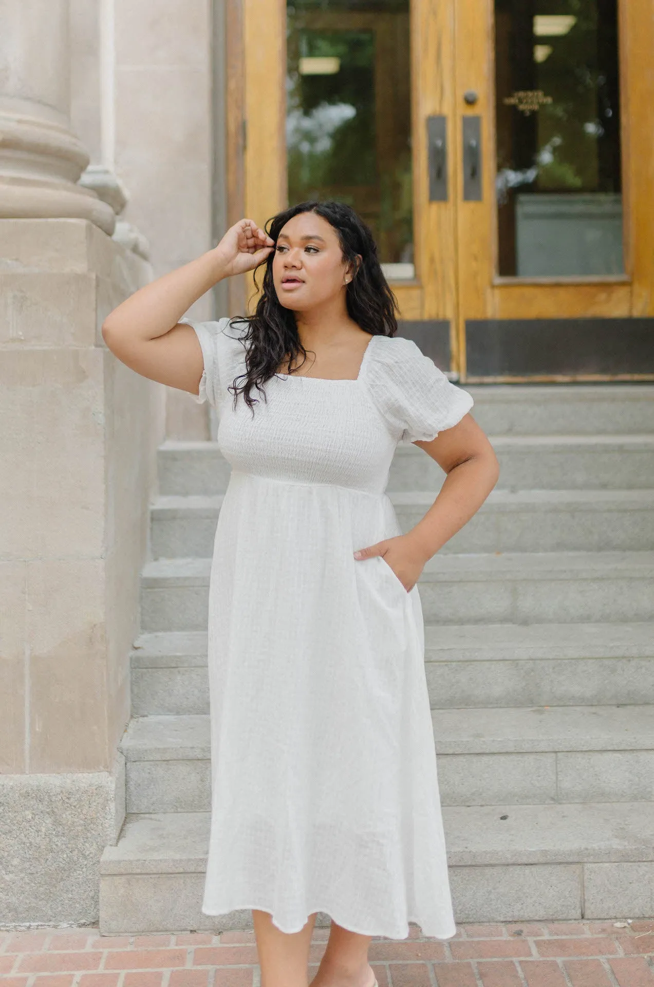Haylie White Midi Dress