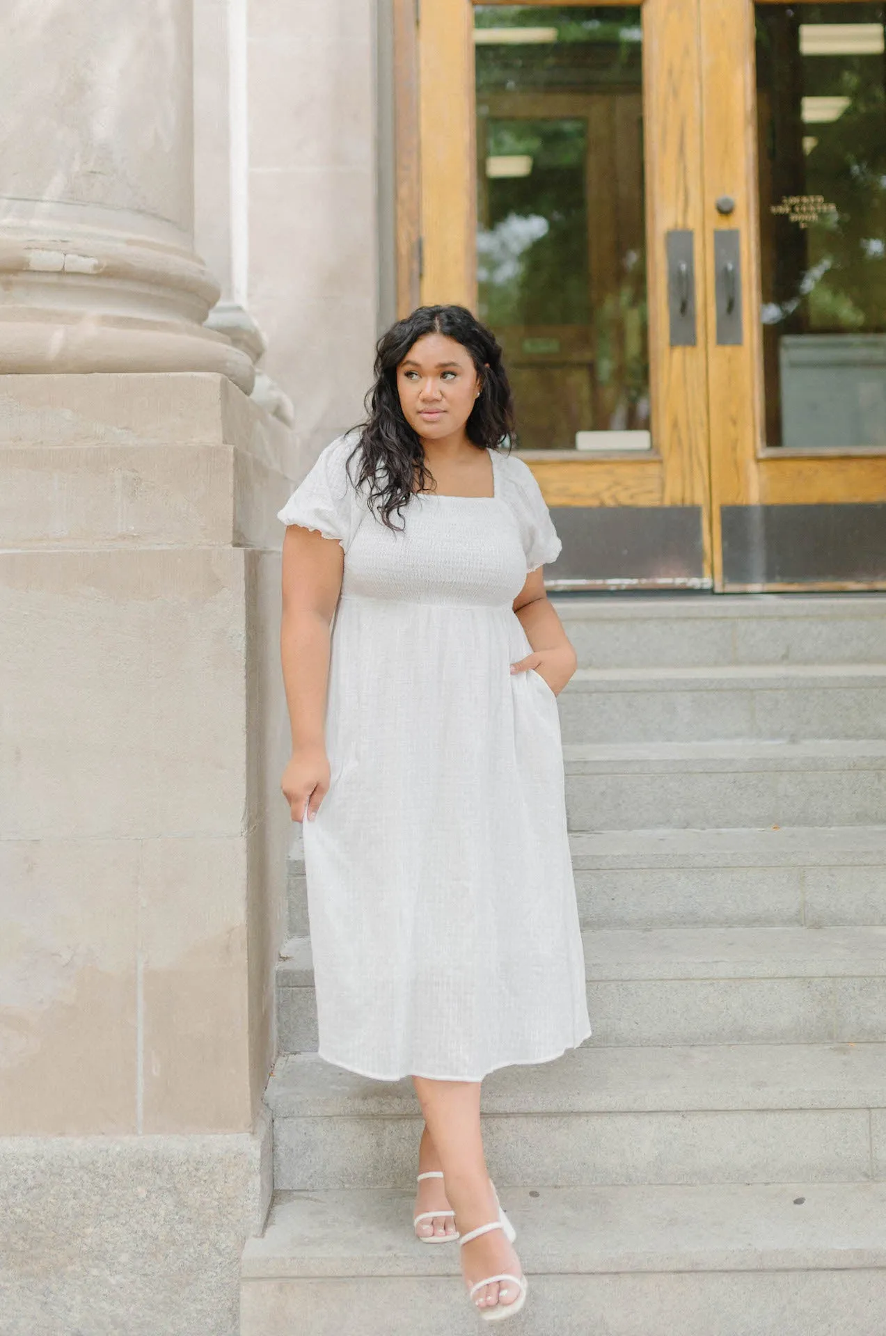 Haylie White Midi Dress