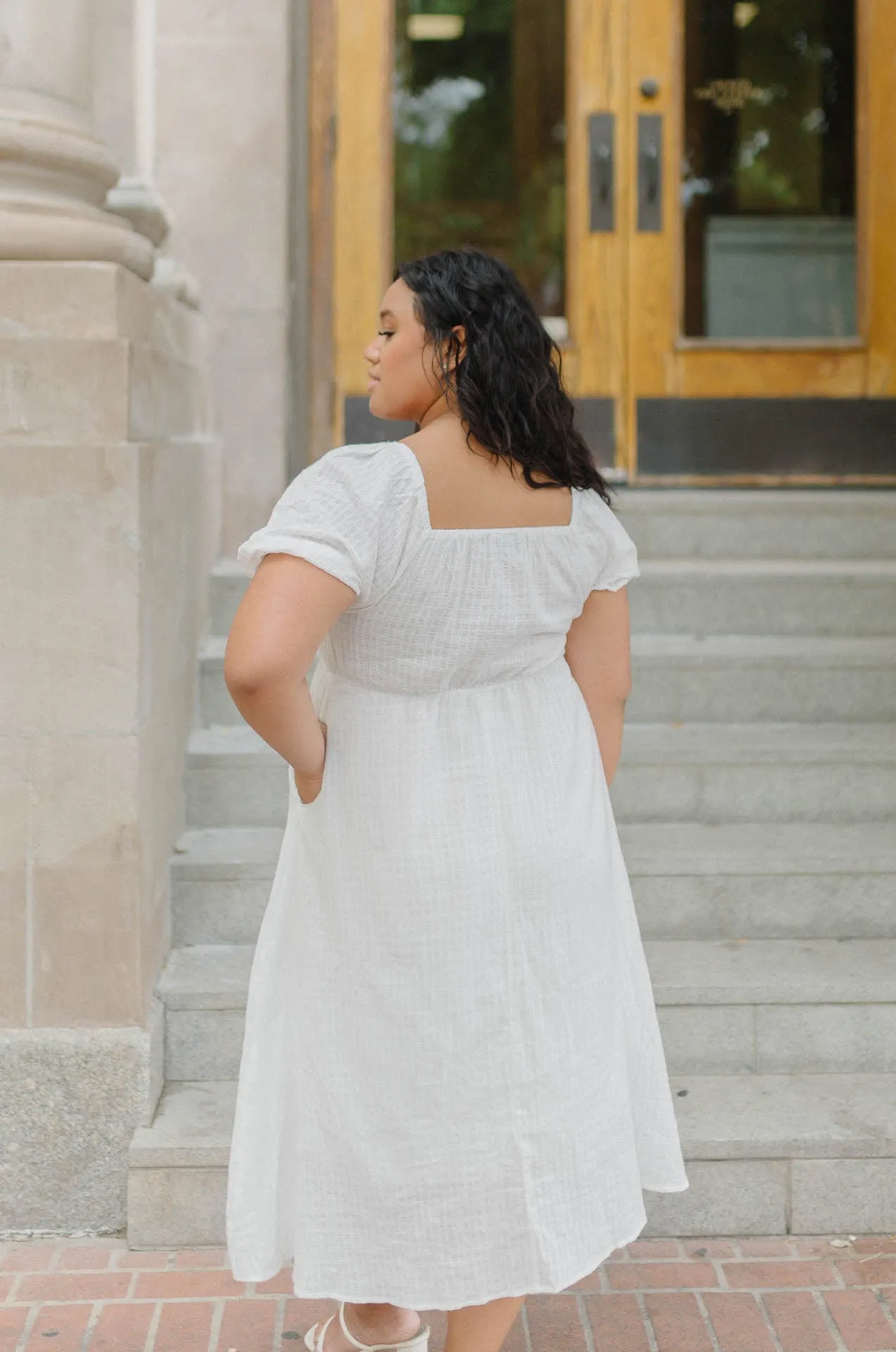 Haylie White Midi Dress