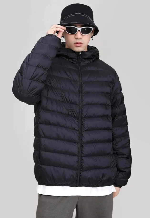 Hooded Quilted Lightweight Puffer Jacket with Slim Fit