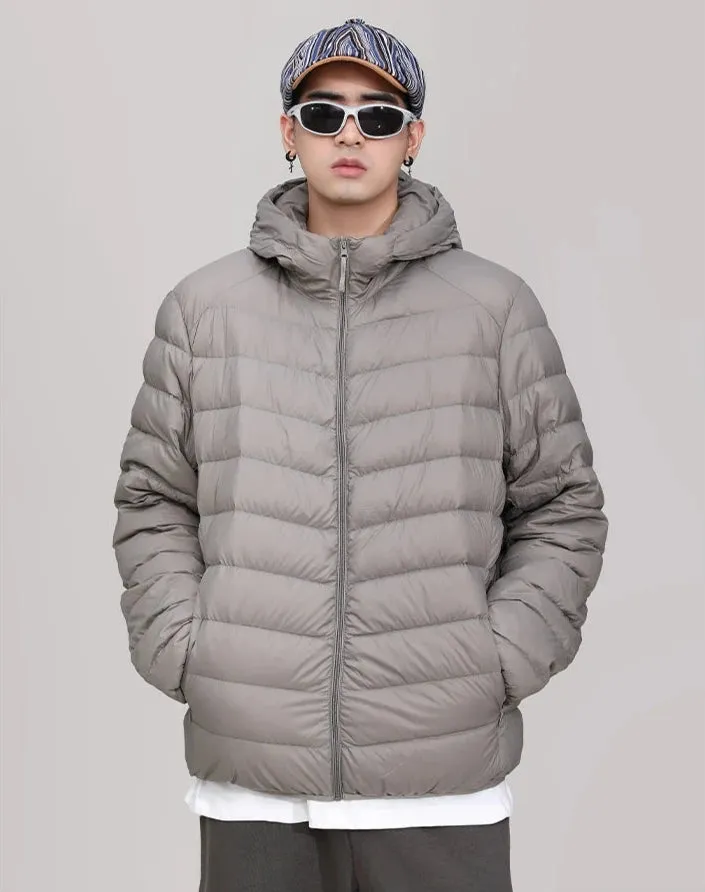 Hooded Quilted Lightweight Puffer Jacket with Slim Fit
