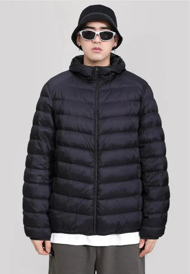 Hooded Quilted Lightweight Puffer Jacket with Slim Fit
