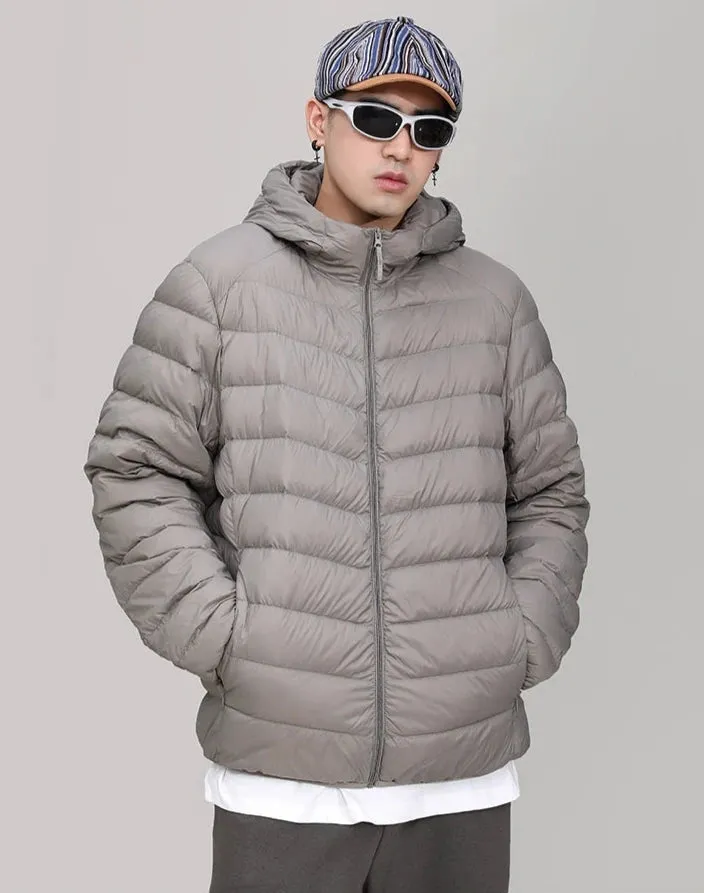 Hooded Quilted Lightweight Puffer Jacket with Slim Fit