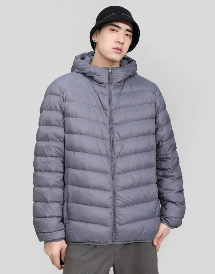 Hooded Quilted Lightweight Puffer Jacket with Slim Fit