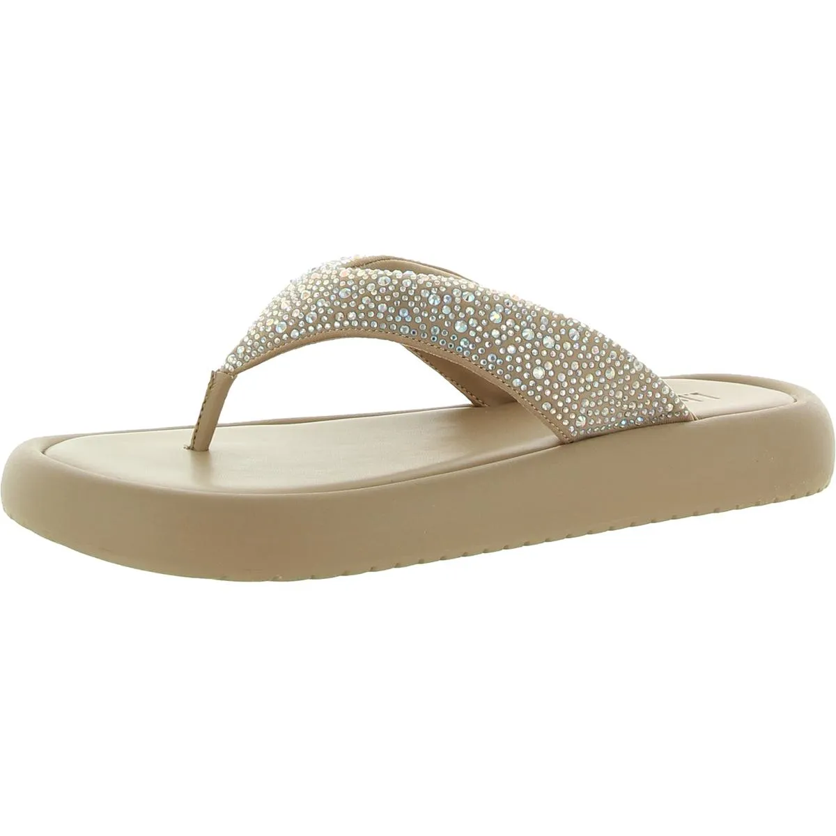 INC Womens Essily Rhinestone Slip On Flatform Sandals