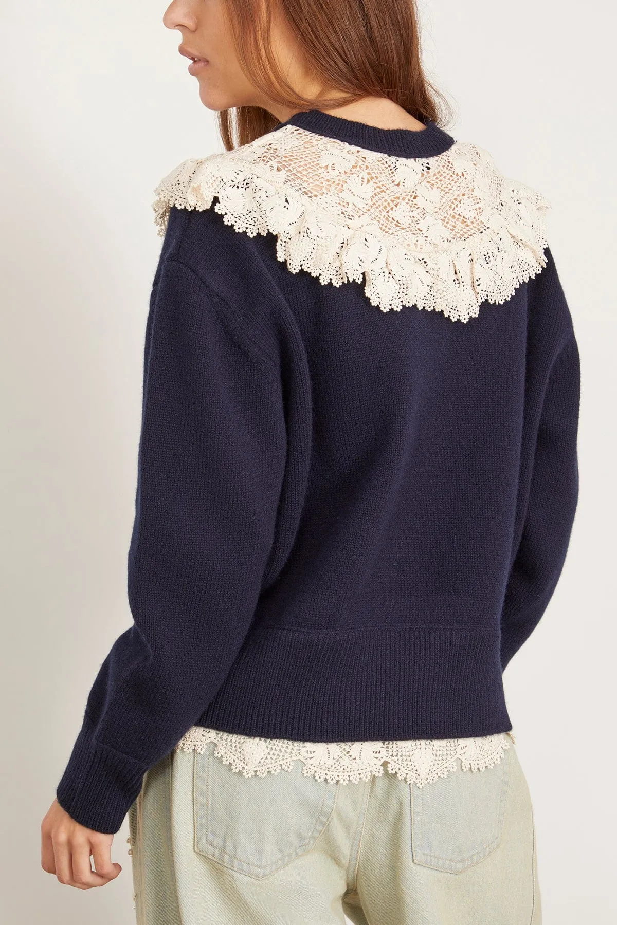 Kristeen Lace Sweater in Navy