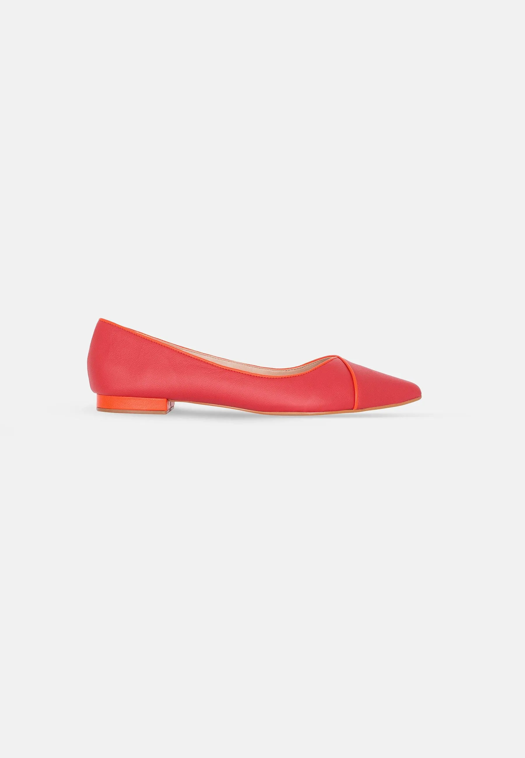 Ladies Classic Red Leather Ballerinas