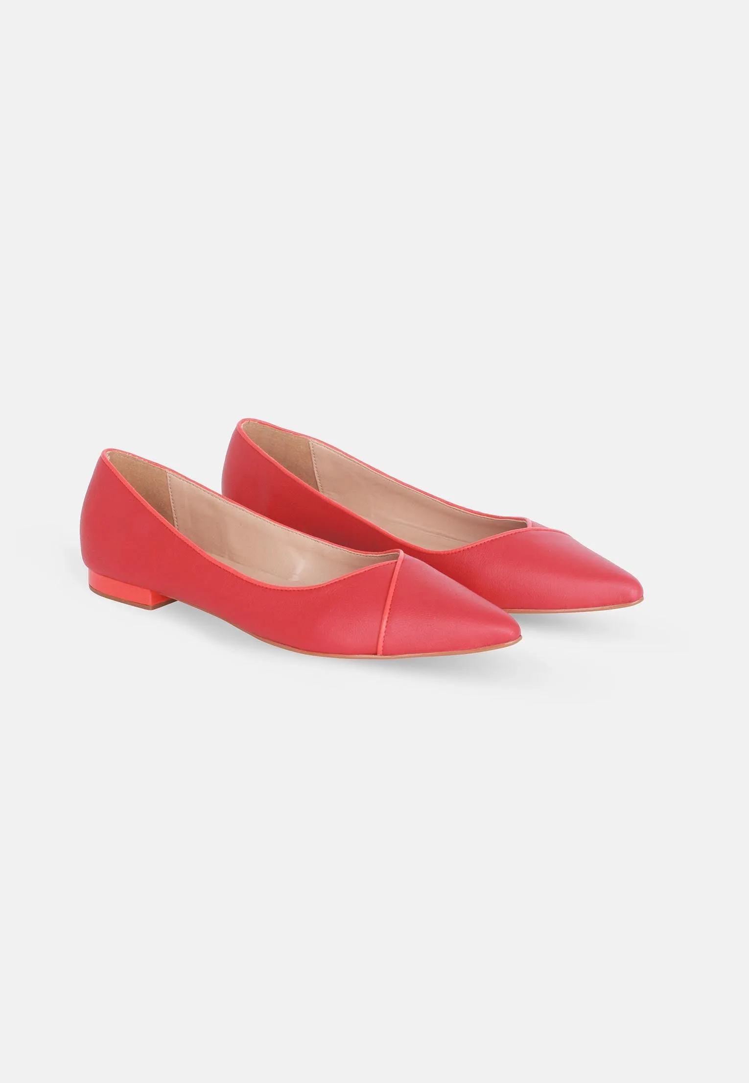 Ladies Classic Red Leather Ballerinas