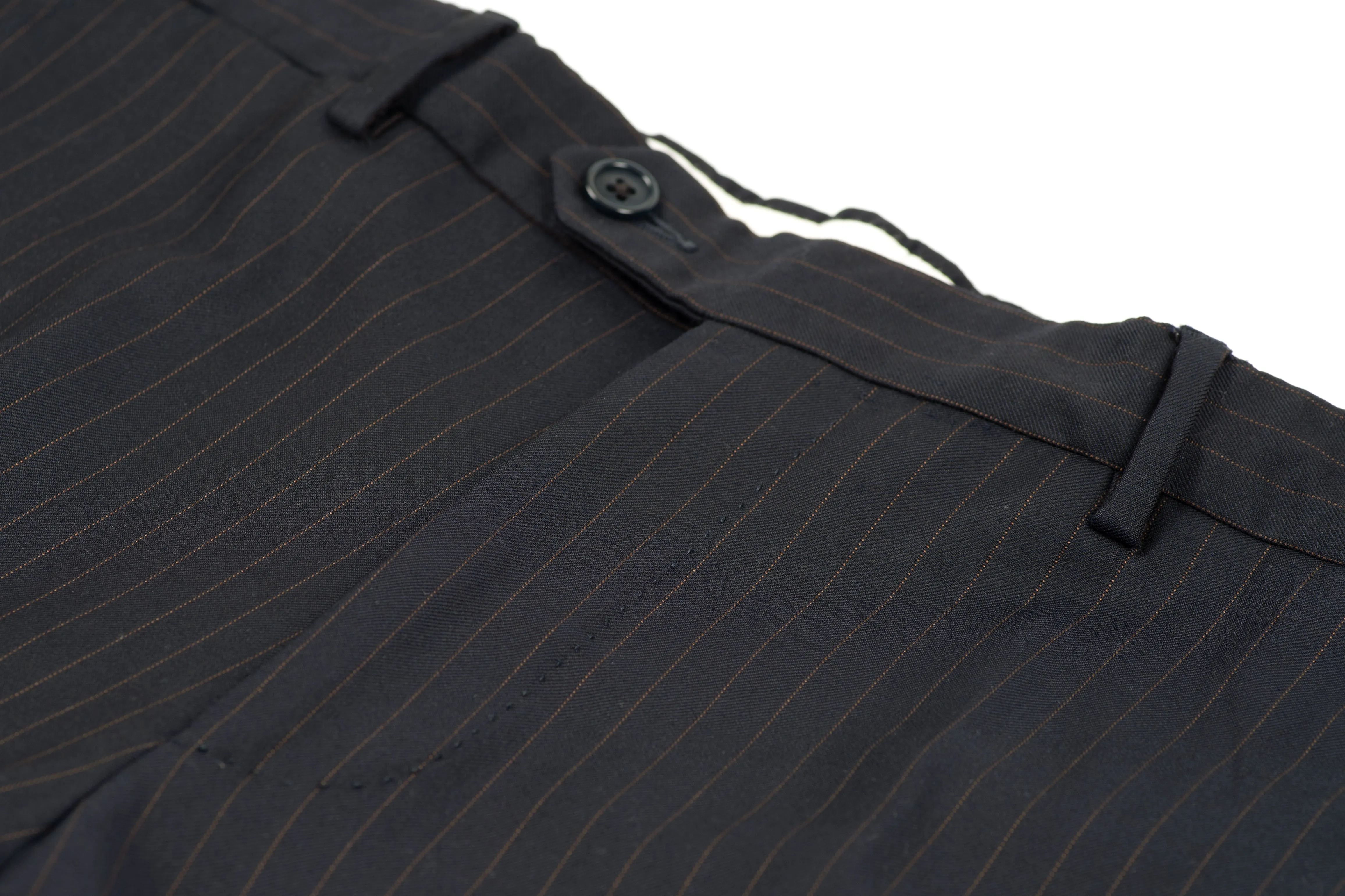 Lardini Super 130's Wool Navy Blue and Copper Striped 2 Pieces Suit, US 36R, EU 46R
